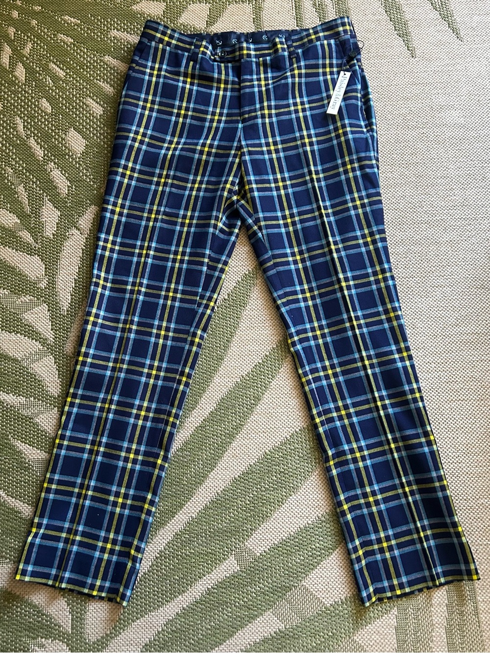 Paisley & Gray Navy and Yellow Plaid Pants 32x32 NWT